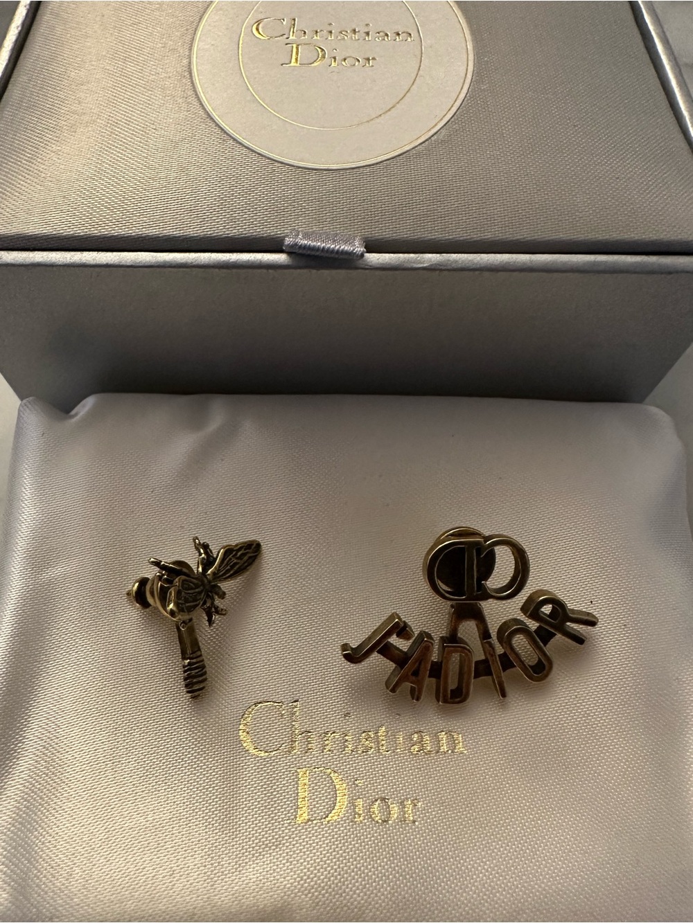 Christian Dior J’Adior Bee Asymmetric Stud Earrings Full Set Authenticated